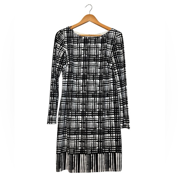 Vince Camuto Black White Striped Sheath Dress Sleeveless Career Work Women’s 8 - Picture 1 of 5